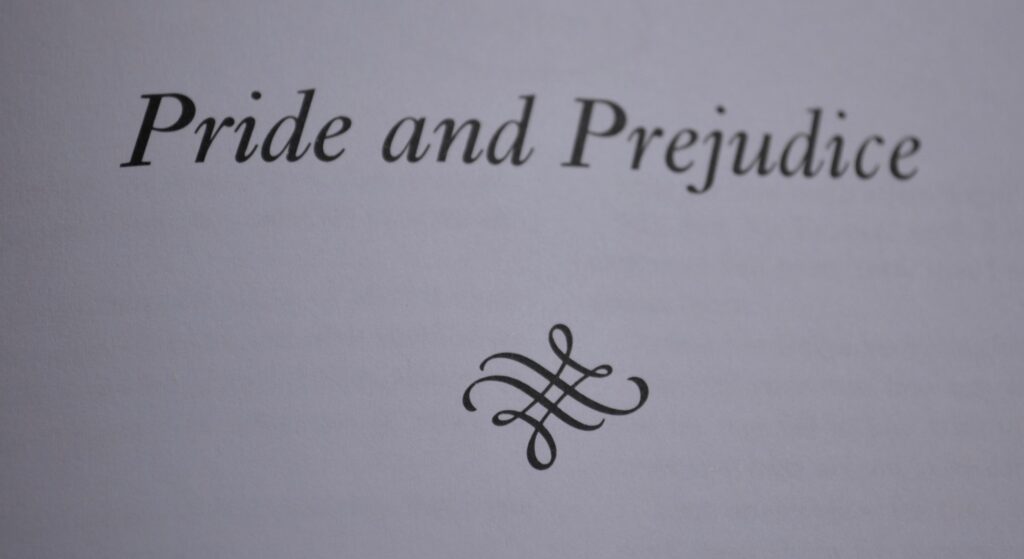 The title page of Pride and Prejudice.