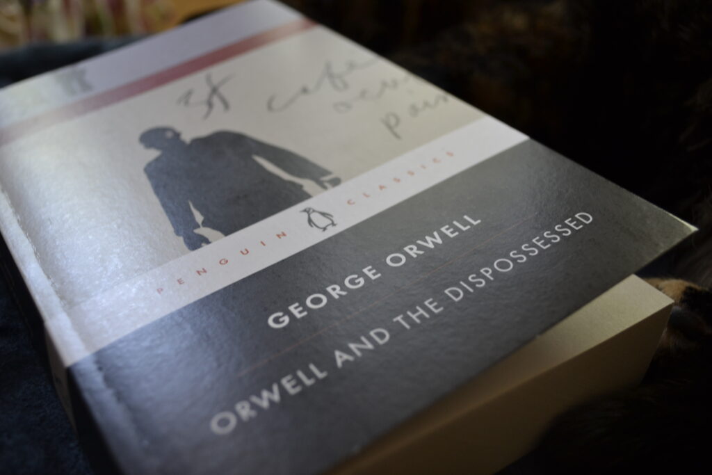 The cover of Orwell and the Dispossessed, a silhouette over writing.