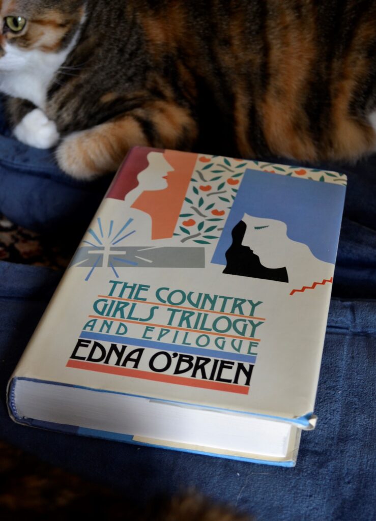 A book beside a cat is titled 'The Country Girls Trilogy and Epilogue'.