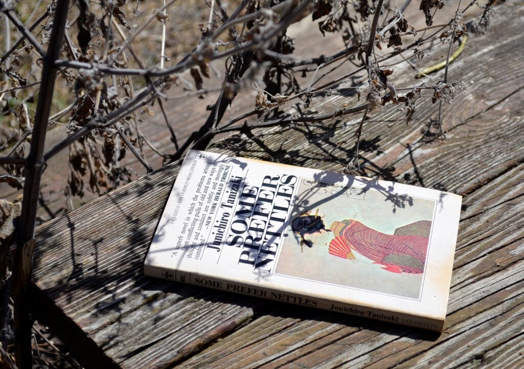 An old white paperback, titled Some Prefer Nettes, lies in the sunshine.