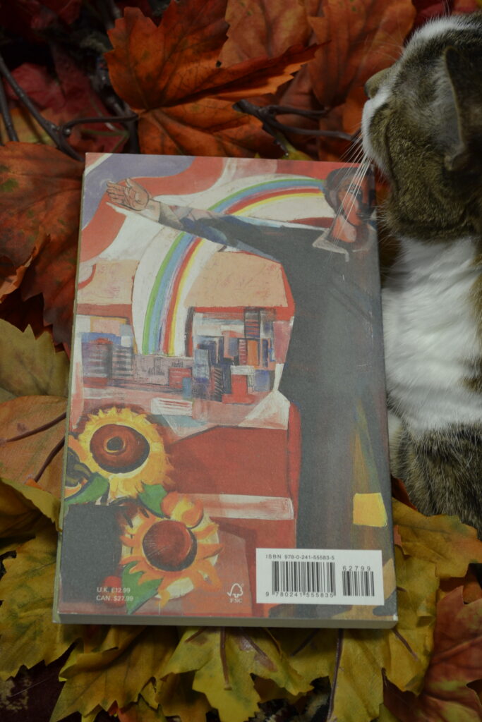 The back of Siblings features a blocky picture of a man and a rainbow and some sunflowers.