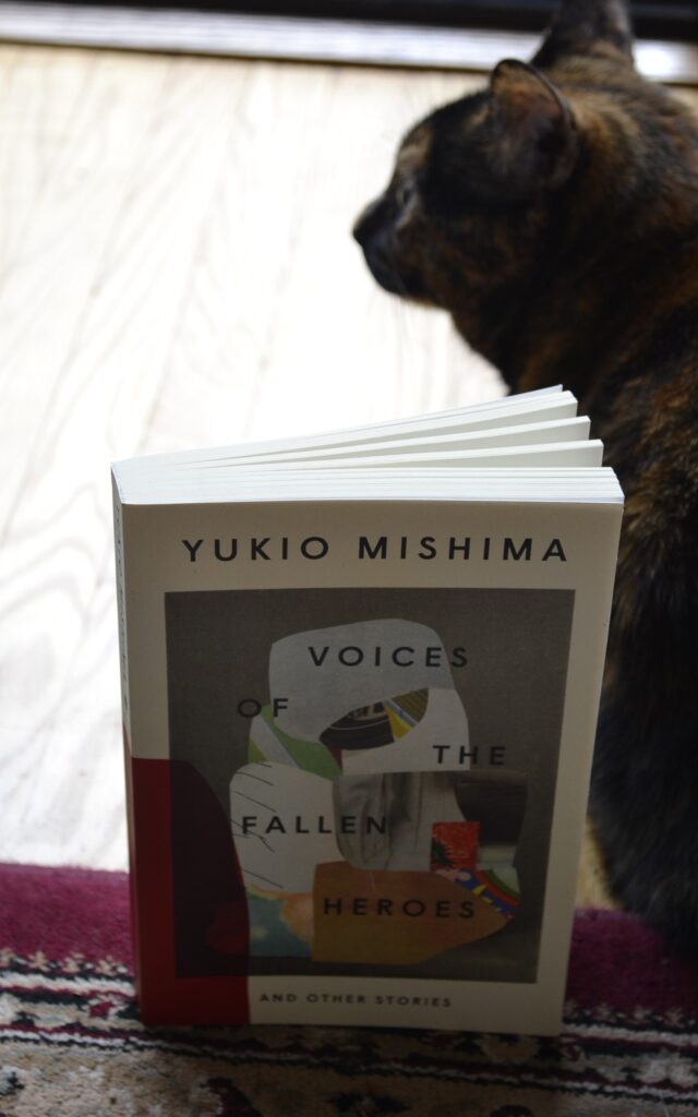 A tortoiseshell cat looks over the edge of Voices of the Fallen Heroes.